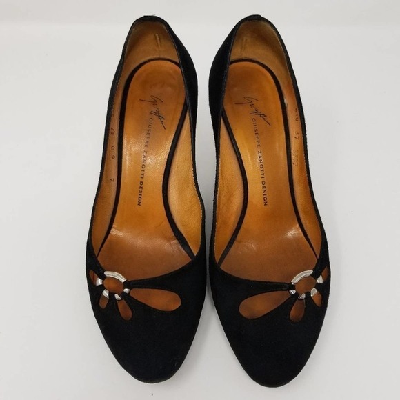 Giuseppe Zanotti Womens Suede Buckle Cutout Detail High Heel Pumps Black Size 37 - Picture 3 of 8